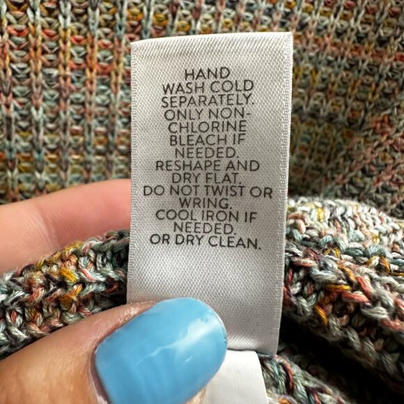 J Jill Marled Knit V Neck Sweater Rainbow Multicolor Women's Large Pullover - Picture 8 of 9